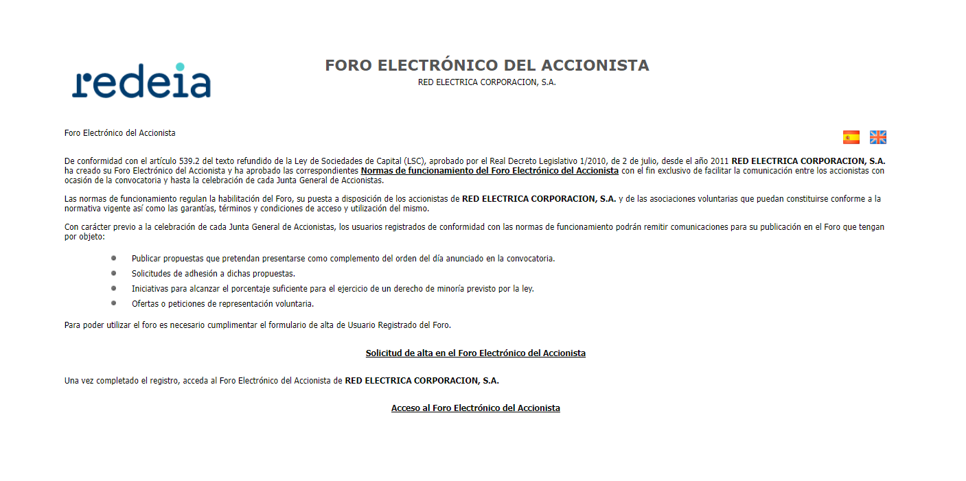 Foro electrónico del accionista Foro electrónico del accionista
