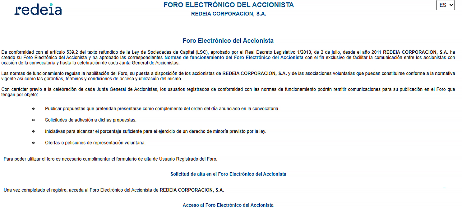 Foro electrónico del accionista Foro electrónico del accionista