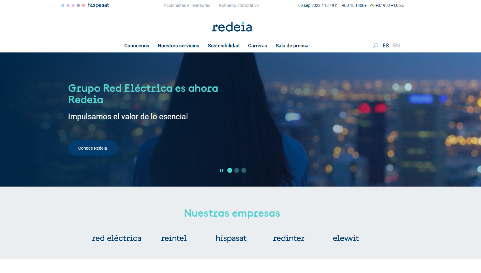 Traslado de la página web corporativa de Red Eléctrica Corporación a ser www.redeia.com